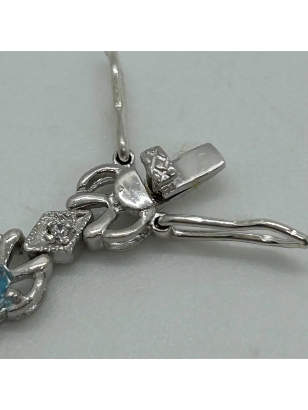 Sterling Silver Tennis Bracelet Blue Gemstones 6.5 